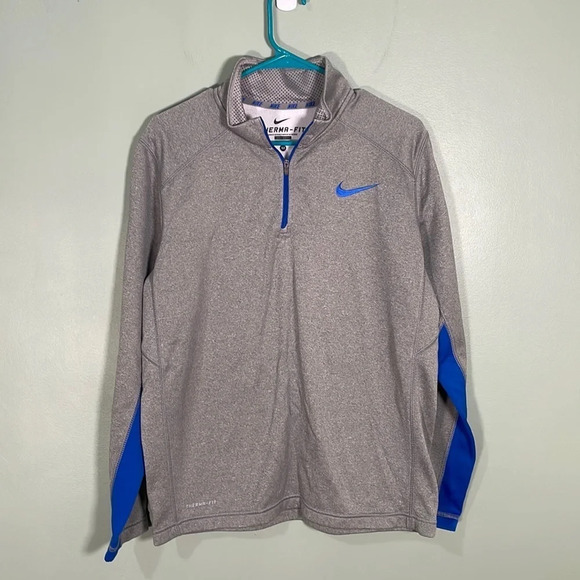Nike 1/4 Zip Therma Fit Long Sleeve Pullover Top Athletic Grey Men’s M - Picture 1 of 8